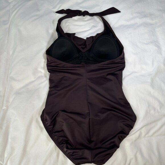 Miraclesuit Brown Isabella Ruffle Front One-Piece Swimsuit 12 - Picture 10 of 12